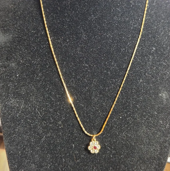 Pendant Necklace Set, Delicate Gold Flower, Silver Star - Picture 5 of 9